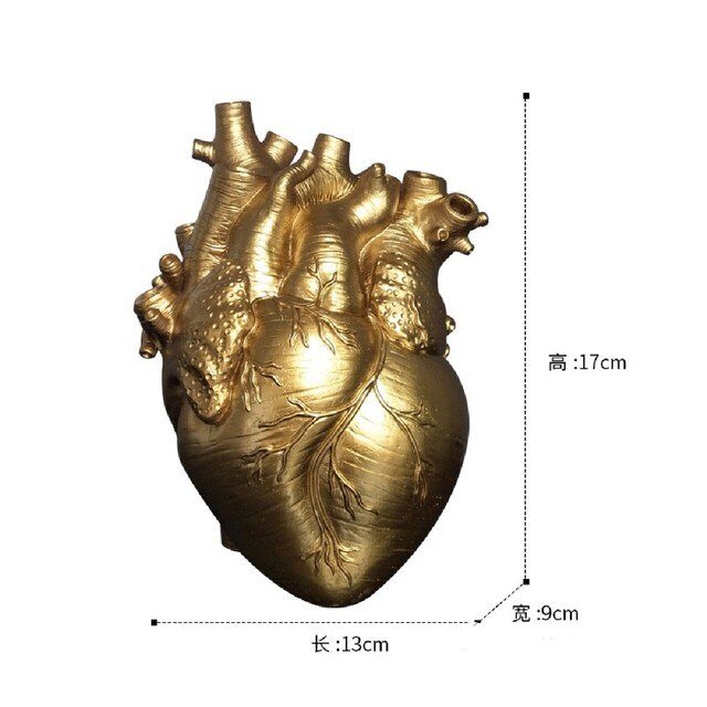 Vase Container Simulation Anatomical Heart-shaped Vase Dried Flower Pot Art Vase Human Statue Desktop Home Decoration Ornaments