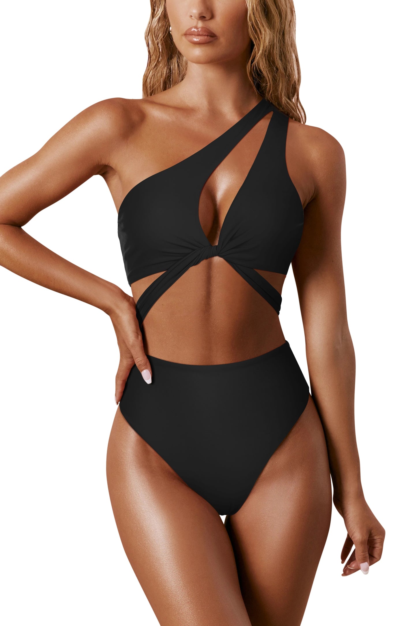 Bikini 2023 Women High Waist Swimsuit Sexy One Shoulder Beachwear Push Up Bathing Suit Cutout Swimwear Two Piece Swimsuit Women