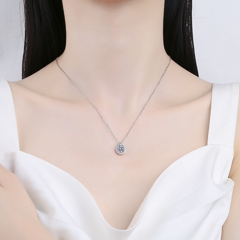 Real moissanite necklace with certificate silver 925 jewerly 1CT D Color VVS water drop shape moissanite stone dating party gift