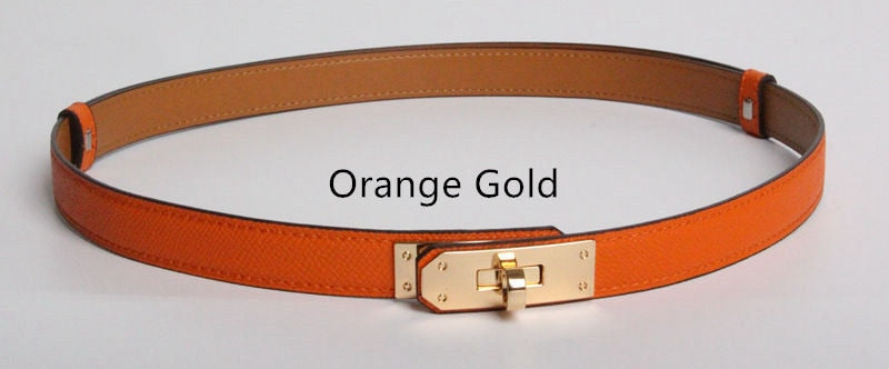 2022 New Luxury Brand High Quality Women Real Leather 1.8cm Width Belts Golden Lock Buckle Dress Jeans Sweater Waistband Belt