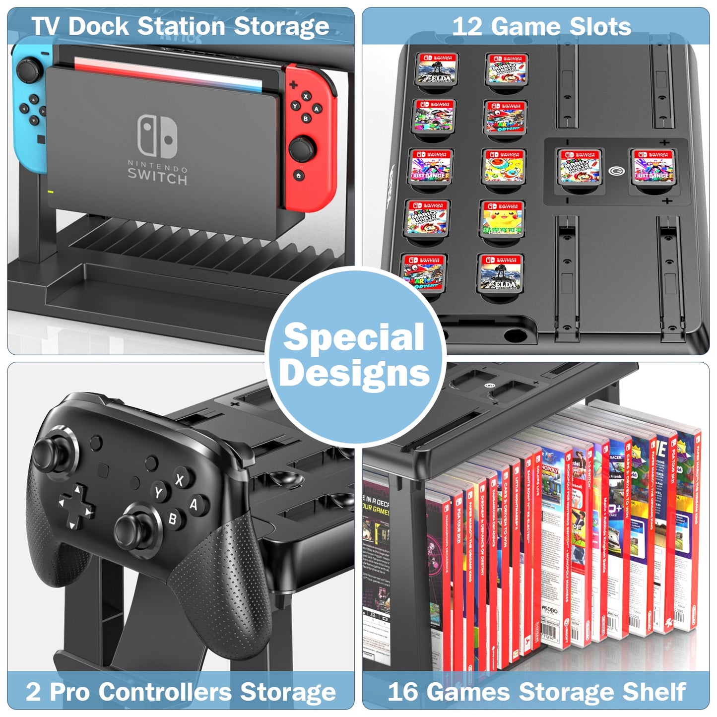 OIVO For Switch Joycon Charger Pro Controller Holder Switch Game Storage Tower For Nintendo Switch OLED Charging Dock Station