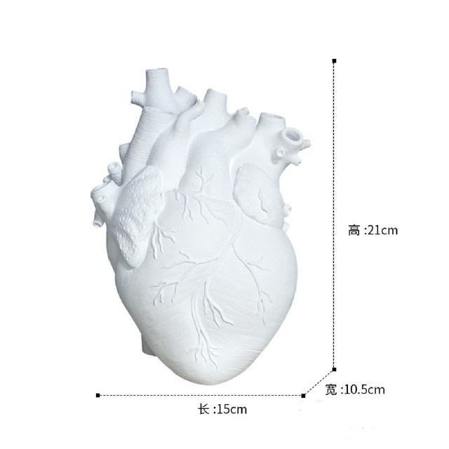 Vase Container Simulation Anatomical Heart-shaped Vase Dried Flower Pot Art Vase Human Statue Desktop Home Decoration Ornaments