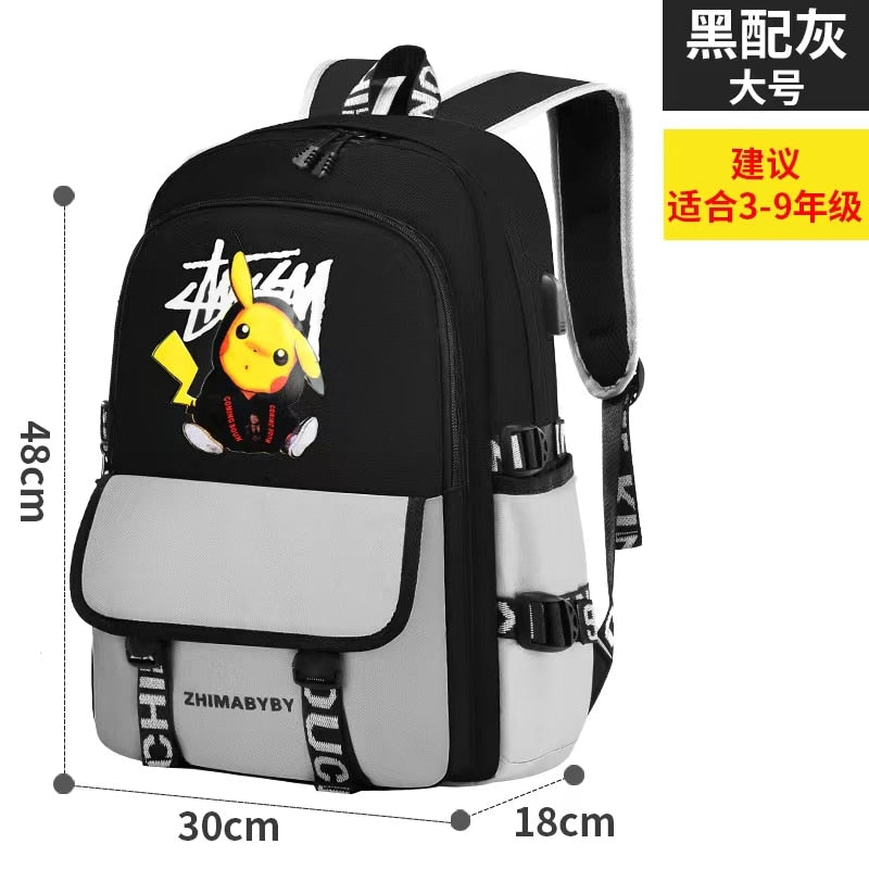 Pokemon Go Primary School Schoolbag Pikachu Boys Cartoon Children Backpack Space Schoolbag Reflective Waterproof Breathable Bag