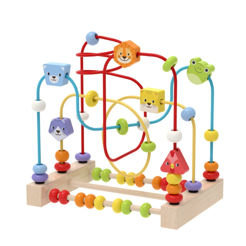 Baby Montessori Early Learning Educational Math Toys Wooden Circles Bead Wire Maze Abacus Puzzle Toys For Kids Boy Girl Gift