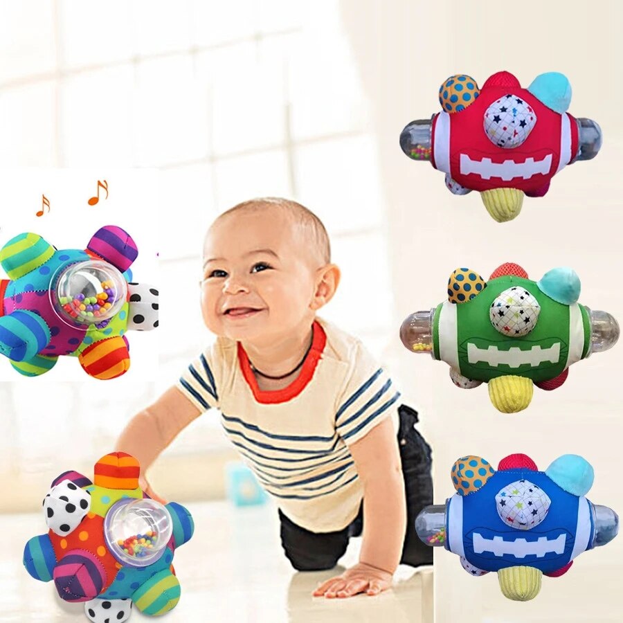 Baby Montessori Toys 0 12 Months Sensory Rattle Teether Grasping Activity  Development Toys Silicone Teething Toys For Babies