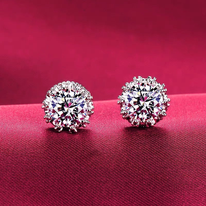 New Trending 925 Silver Needle Earrings for Women Natural Clear Zircon Piercing Stud Earrings Wedding Ear Christmas Gift Jewelry