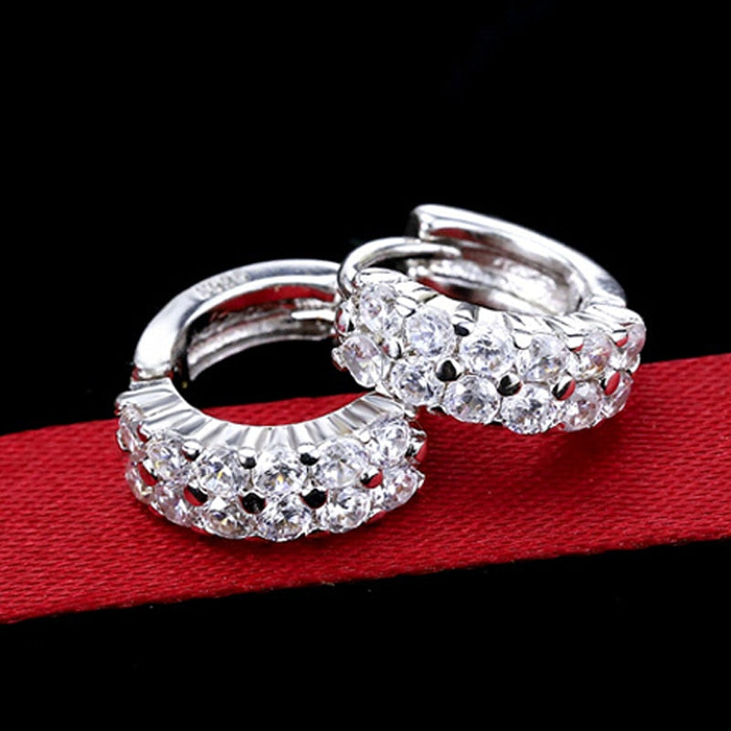 New Trending 925 Silver Needle Earrings for Women Natural Clear Zircon Piercing Stud Earrings Wedding Ear Christmas Gift Jewelry