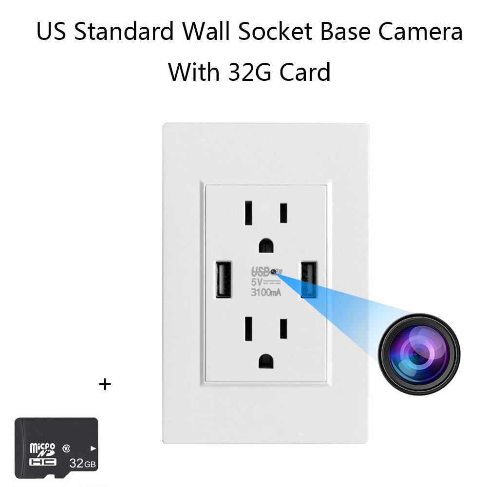 US Standard Socket Base Mini Camera Wifi Remote Monitoring HD Power Outlets Wireless IP Camera 24/7 Home Security Surveillance