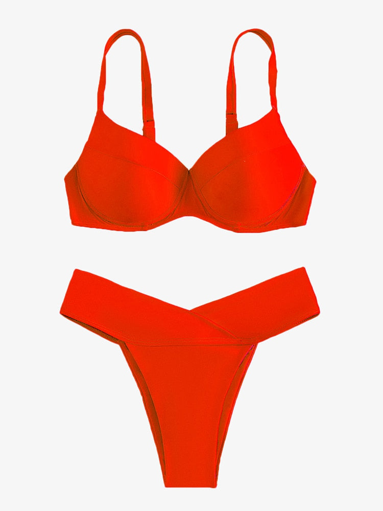 Sexy Bikini Push Up Swimwear Women Rose Swimsuit 2023 Bathing Suit Beachwear High Cut Bath Suit Summer New