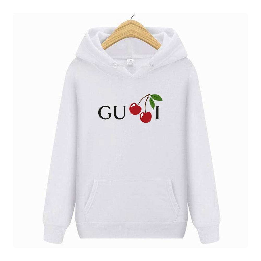 Women Cherry Cute Letter Print Sweatshirt Hoody Hoodies Solid Long Sleeve O Neck Brand Ladies Top Fashion Streetwear Clothing