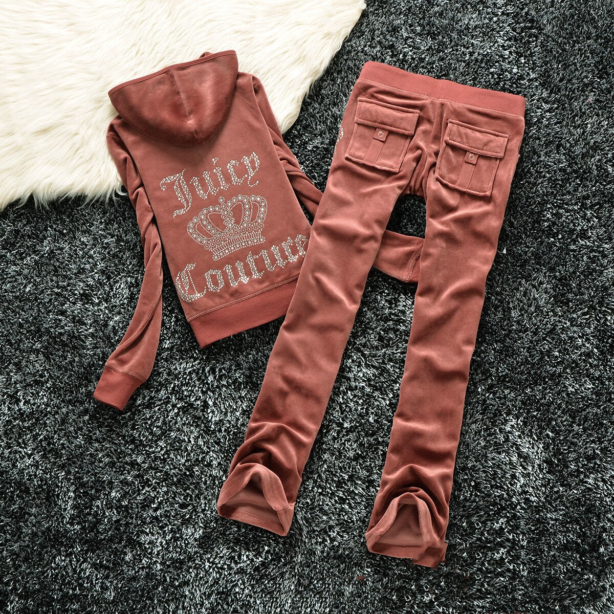 2023 Juicy Coutoure Women's 2 Piece Set Tracksuit Brand Velour Suit Female Sportswear Hoodies and Pants Trousers Pant Sets Suits