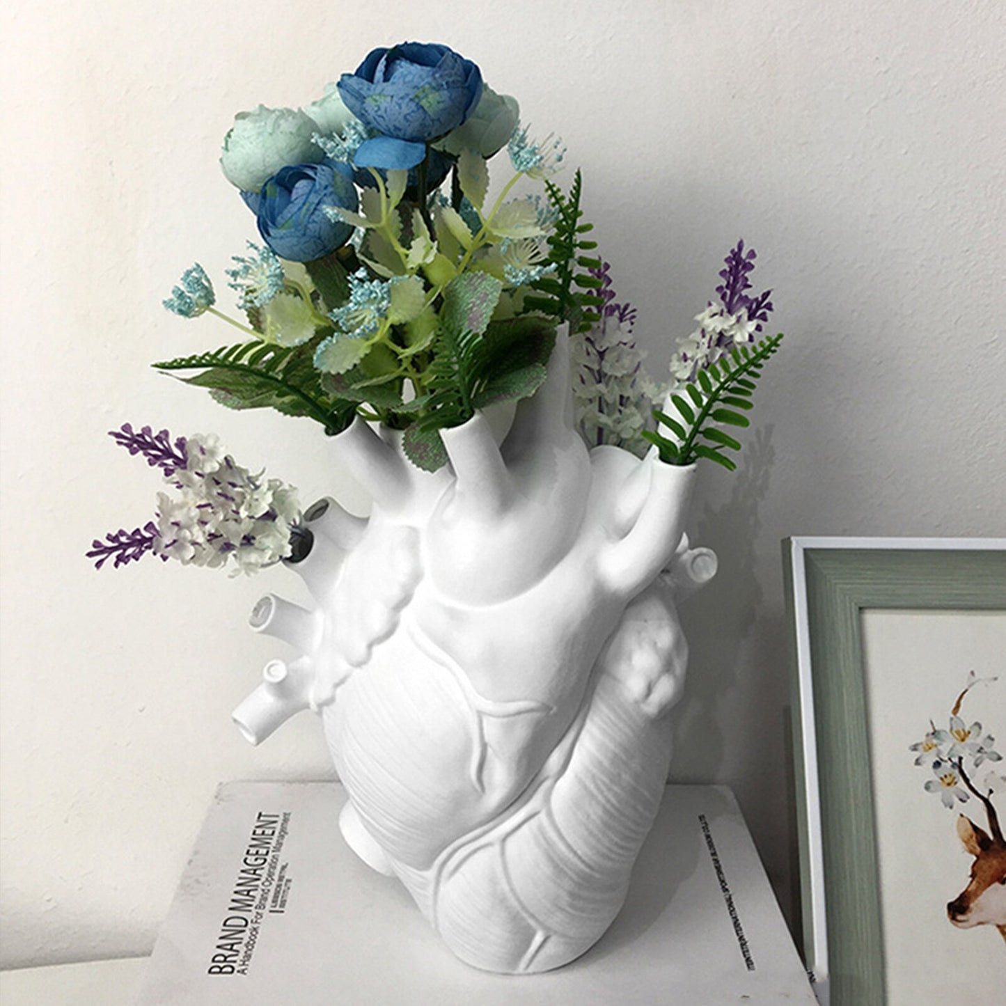 Vase Container Simulation Anatomical Heart-shaped Vase Dried Flower Pot Art Vase Human Statue Desktop Home Decoration Ornaments