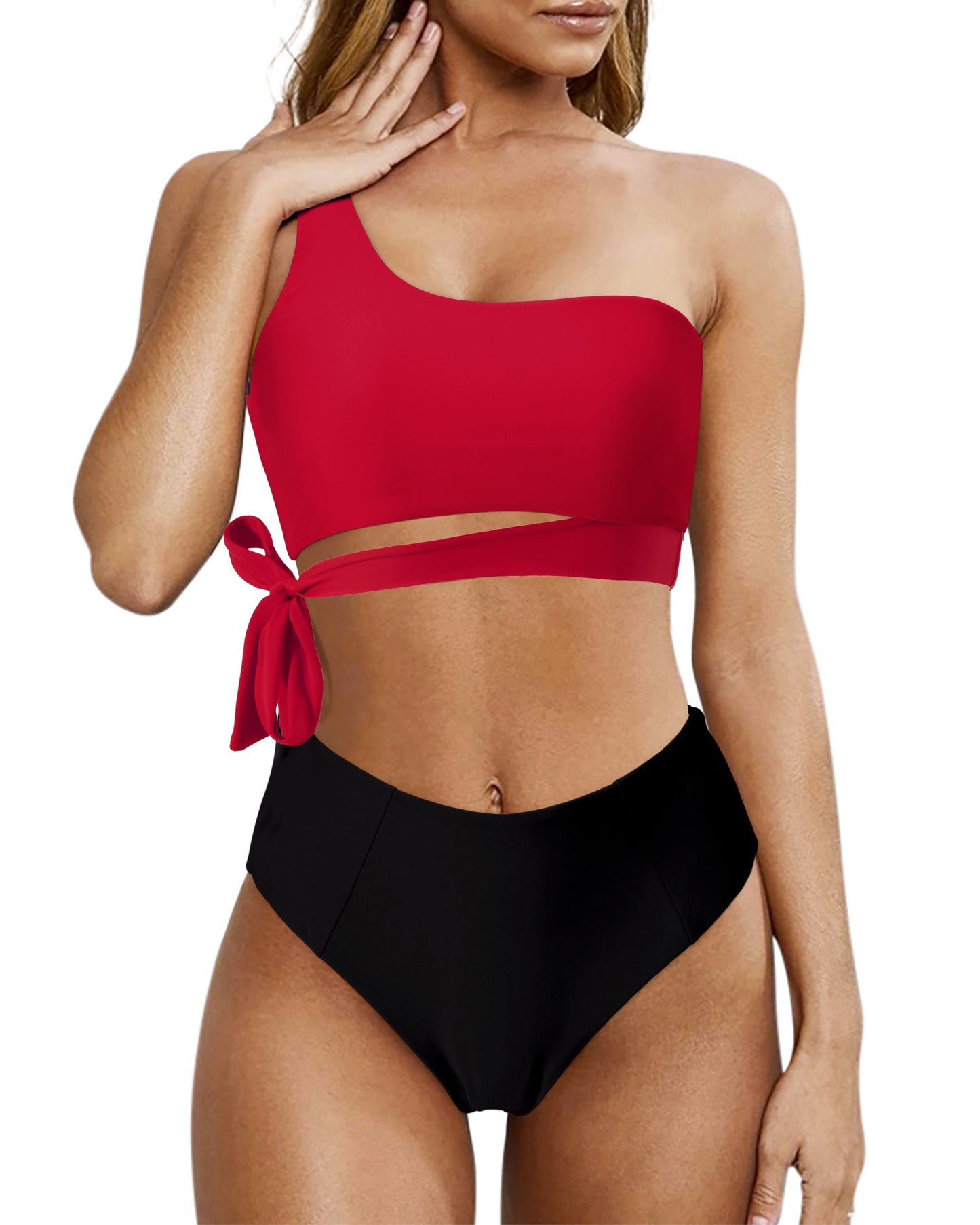 Bikini 2023 Women High Waist Swimsuit Sexy One Shoulder Beachwear Push Up Bathing Suit Cutout Swimwear Two Piece Swimsuit Women