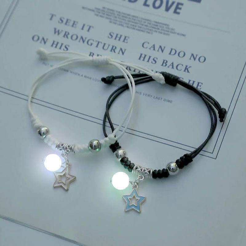 2022 Luminous Cat Star Moon Bracelet Couple Charm Handmade Adjustable Rope Matching Friend Bracelet Infinite Love Jewelry Gifts