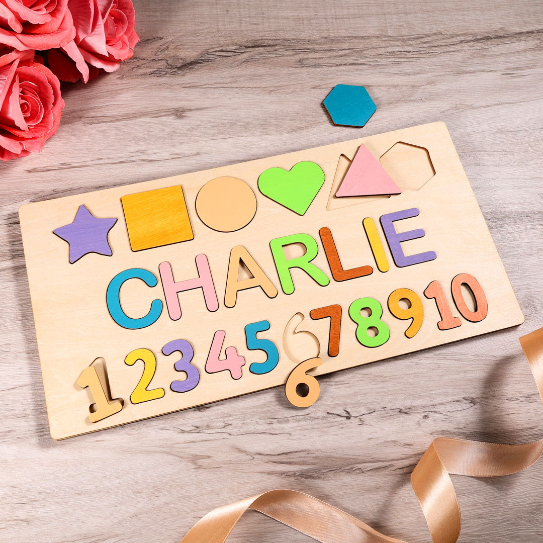 Personalized Wooden Name Puzzle Educational Toys For Toddlers Custom First Name Early Learning Gifts For Kids Baby Boy &amp;girl