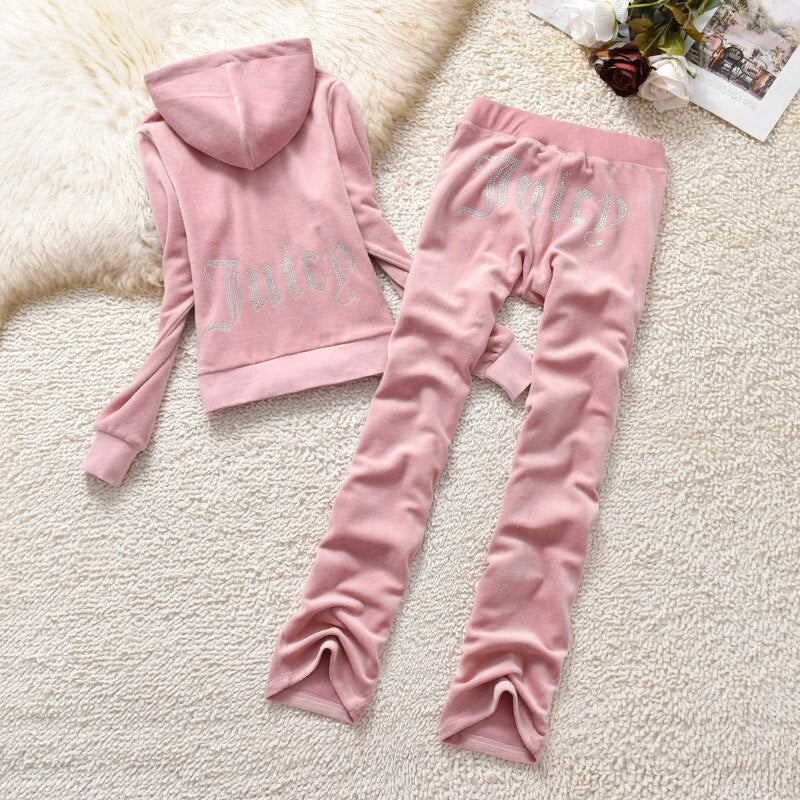 2023 Juicy Coutoure Women's 2 Piece Set Tracksuit Brand Velour Suit Female Sportswear Hoodies and Pants Trousers Pant Sets Suits