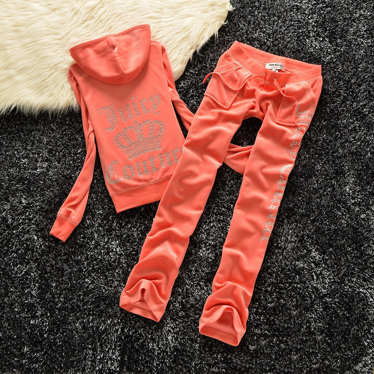 2023 Juicy Coutoure Women's 2 Piece Set Tracksuit Brand Velour Suit Female Sportswear Hoodies and Pants Trousers Pant Sets Suits