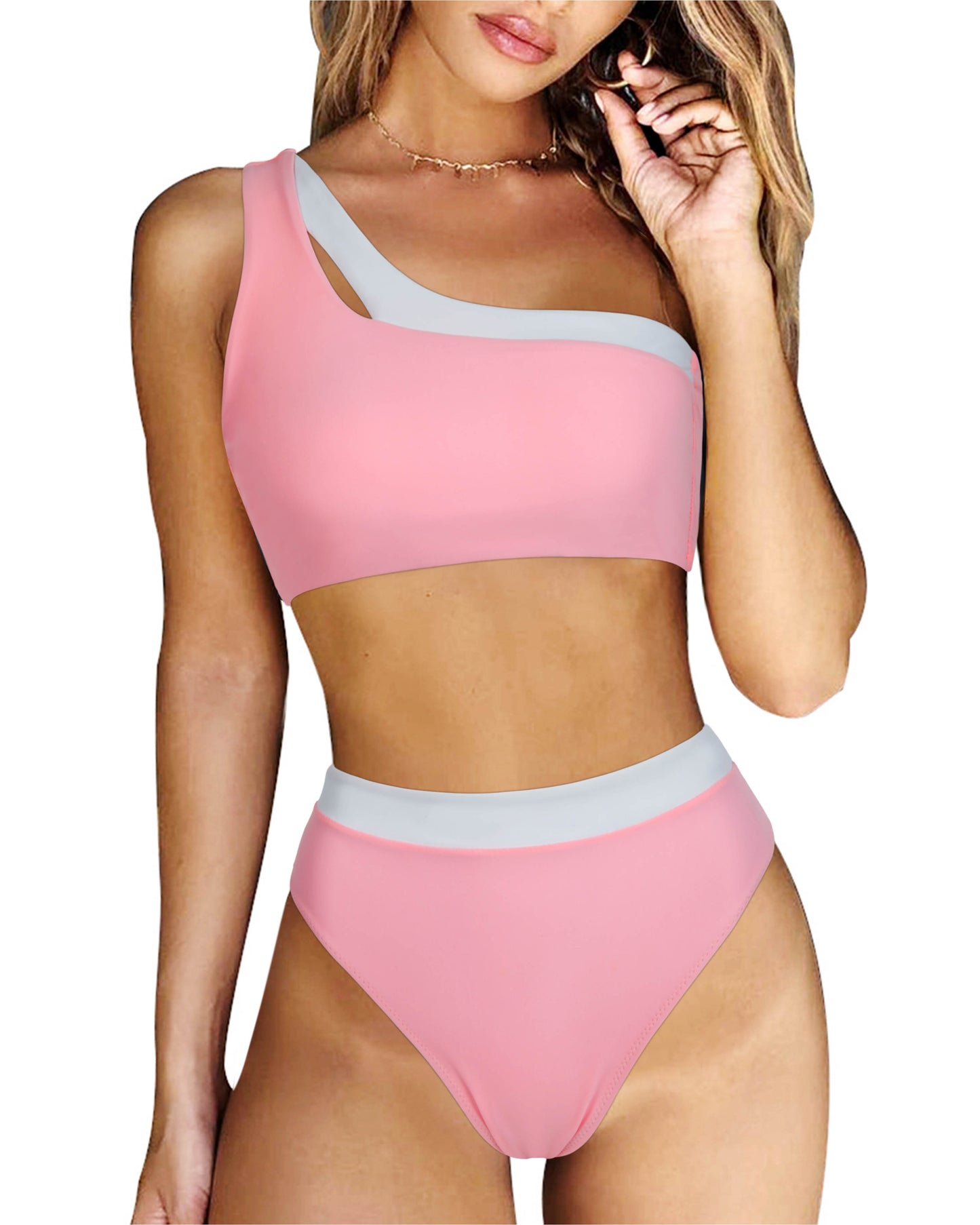 Bikini 2023 Women High Waist Swimsuit Sexy One Shoulder Beachwear Push Up Bathing Suit Cutout Swimwear Two Piece Swimsuit Women