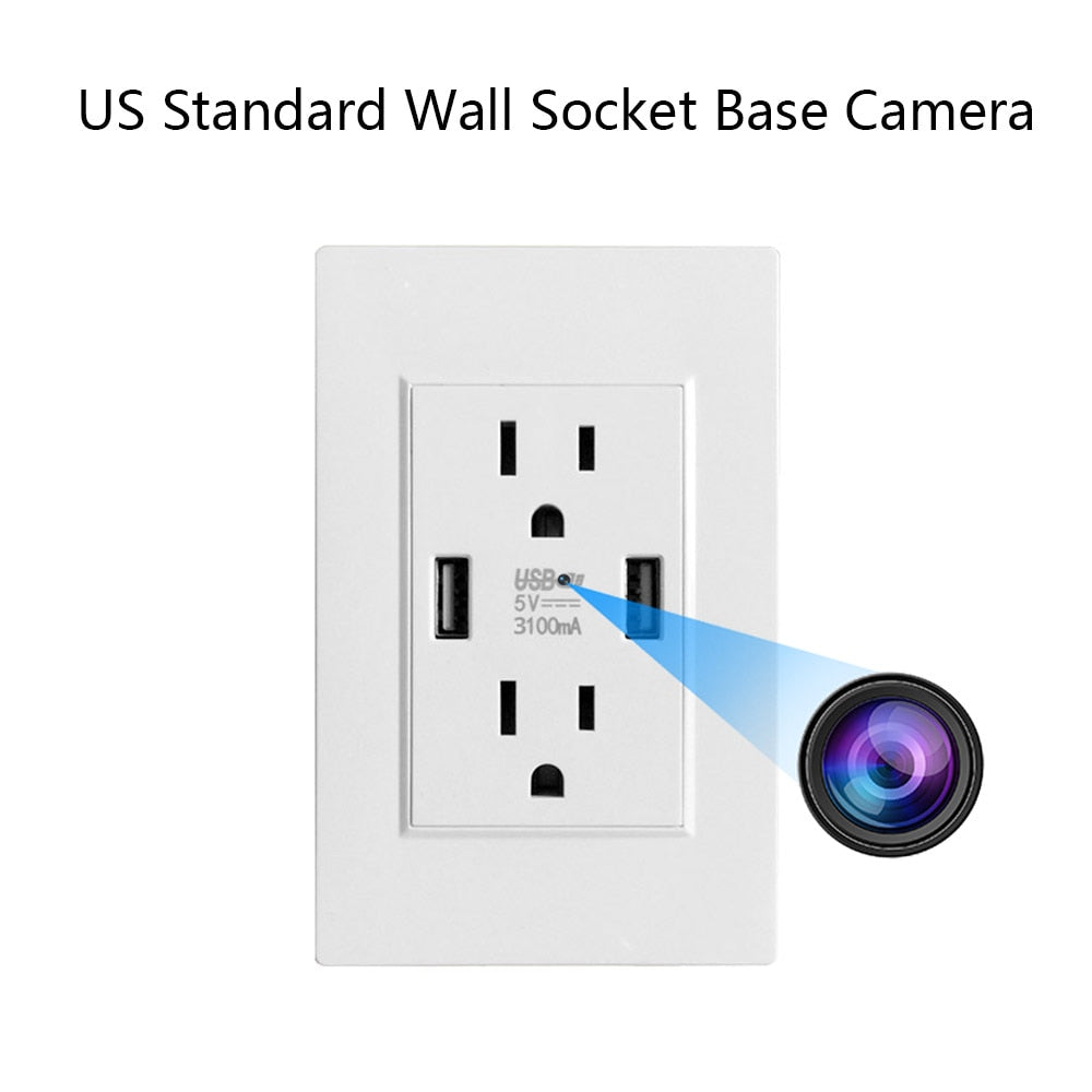 US Standard Socket Base Mini Camera Wifi Remote Monitoring HD Power Outlets Wireless IP Camera 24/7 Home Security Surveillance