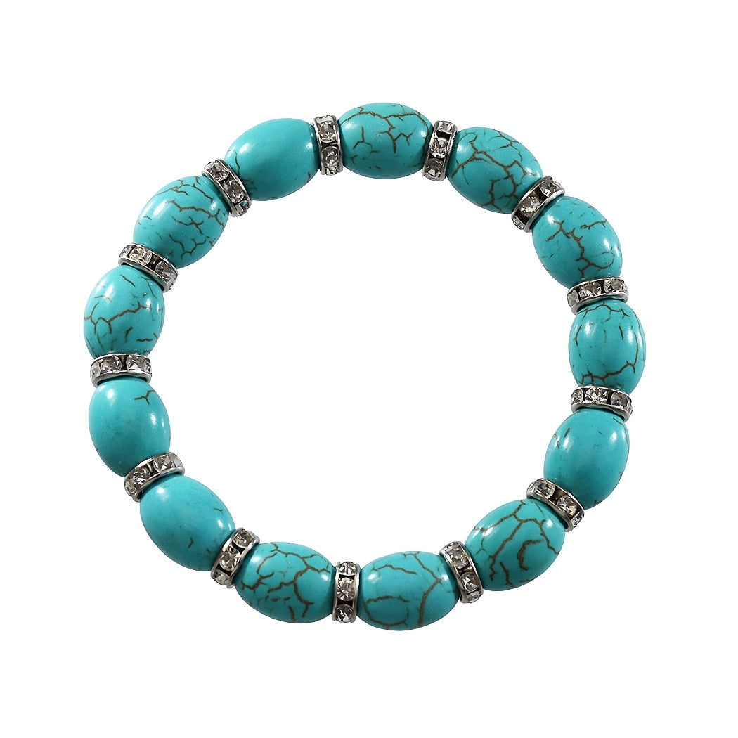 Tibet Vintage Big Green Stone Turquoises Bracelet Women Men Bohemian Gypsy Turkish Tribe Indian Ethnic Bracelets Bangles Jewelry