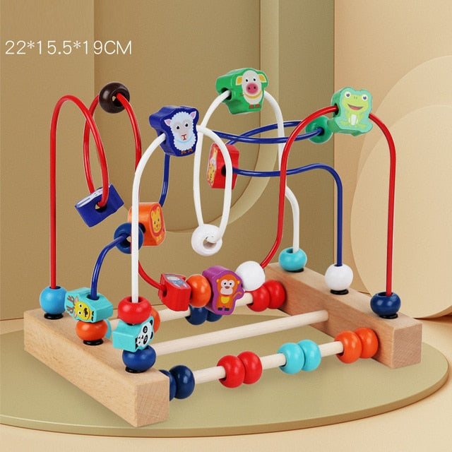 Baby Montessori Early Learning Educational Math Toys Wooden Circles Bead Wire Maze Abacus Puzzle Toys For Kids Boy Girl Gift