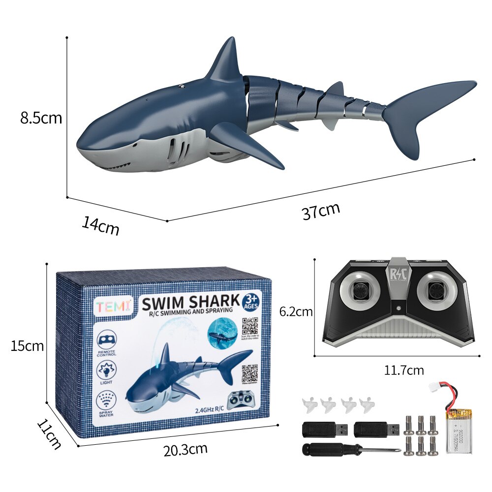 2.4G Remote Control Shark Toys Swimming Pool Bathroom Gift Remote Control Boat Toys Kids Boys Kids Cool Toys Shark Submarine