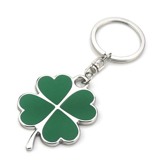 Stainless Green Leave Keychain Fashion Creative Beautiful Four Leaves Clover Steel Lucky Key Chain Key Rings Jewelry