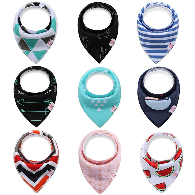 4 Pcs/lot Baby Bibs Cotton Thick Water Absorption Baby Scarf Newborn Bib Boys Girls Fashion Triangle Towel Kids Thing