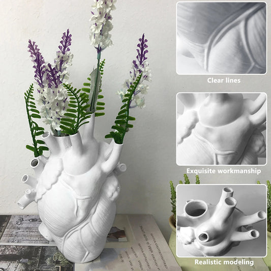 Vase Container Simulation Anatomical Heart-shaped Vase Dried Flower Pot Art Vase Human Statue Desktop Home Decoration Ornaments