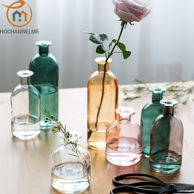 Glass Vase Living Room Dried Flowers Nordic Ins Style Glass Transparent Dill Home Decoration Accessories Flower Vases For Homes