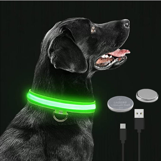 LED Glowing Dog Collar Adjustable Flashing Rechargea Luminous Collar Night Anti-Lost Dog Light HarnessFor Small Dog Pet Products