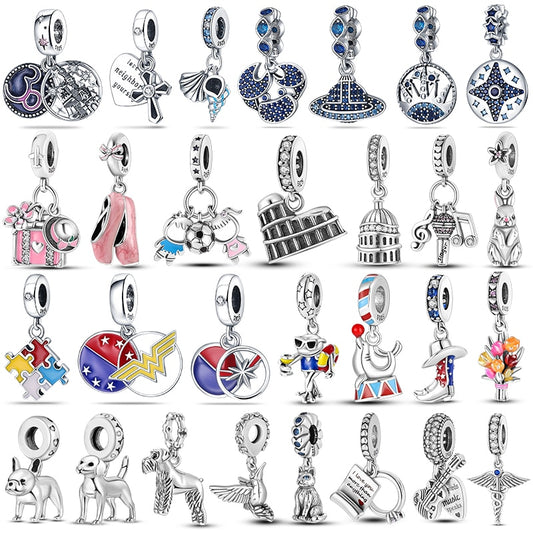 Color Pendant Beads DIY Jewelry Fit Pandora Charms 925 Original Bracelet 2022 Silver Color Pendant Charm Bead For Jewlery Making