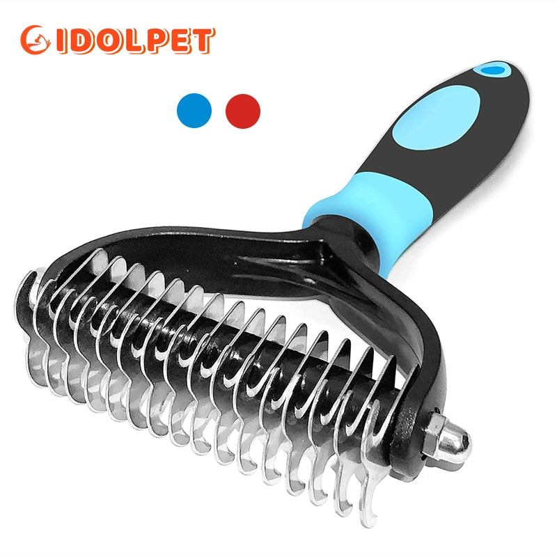 Professional Pet Deshedding Brush 2 Sided Dematting Dog Comb Cat Brush Rake Puppy Grooming Tools Undercoat Shedding Flying Hair