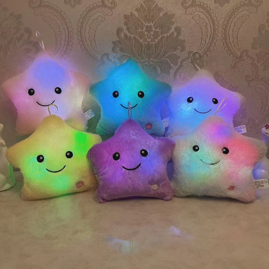 Creative Toy Luminous Pillow Soft Stuffed Plush Glowing Colorful Stars Cushion Led Light Toys Gift For Kids Children Girls