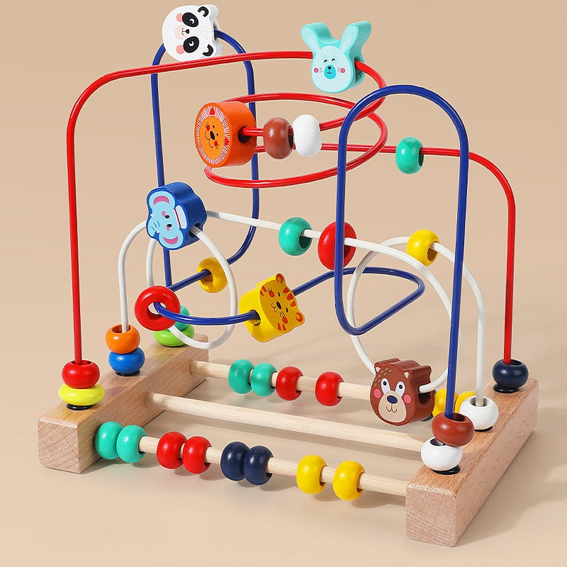 Baby Montessori Early Learning Educational Math Toys Wooden Circles Bead Wire Maze Abacus Puzzle Toys For Kids Boy Girl Gift